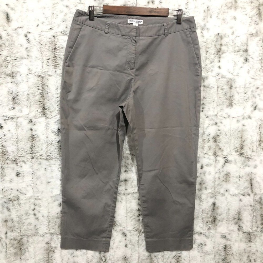 Pendleton Crop Pants Jeans Women's 12 Gray Cotton Chino Casual